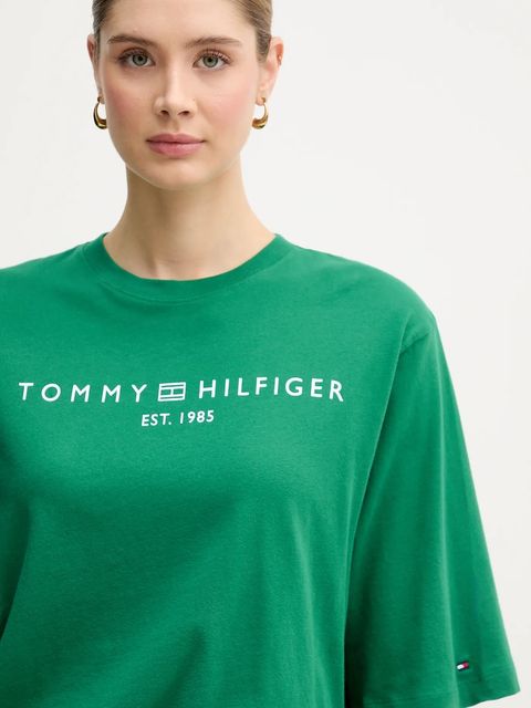 Tommy Hilfiger t-shirt bawełniany damski kolor zielony WW0WW47811