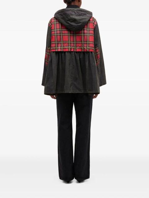 GANNI x Barbour tartan peplum coat - Green