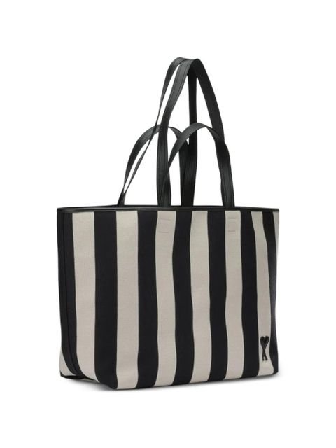 AMI Paris striped-pattern tote bag - Black
