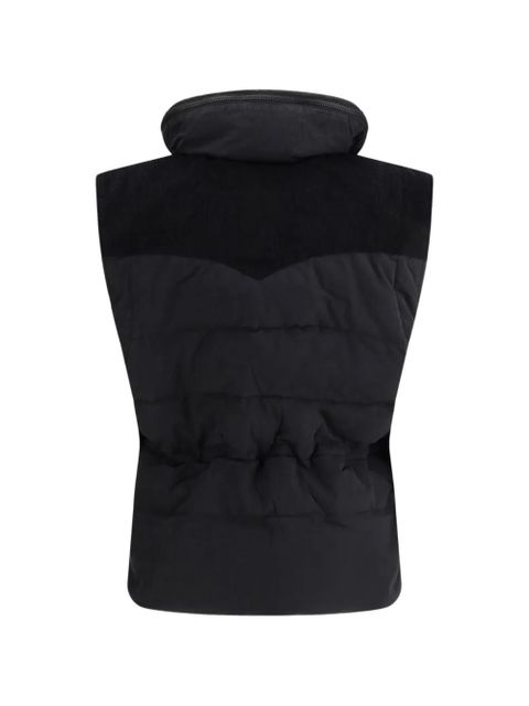 MARANT ÉTOILE corduroy-panel hooded gilet - Black