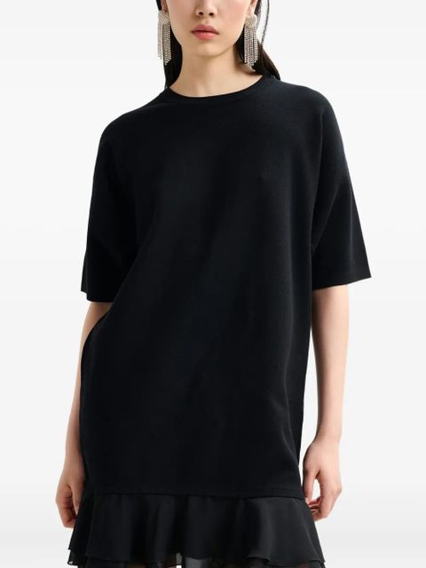 Essentiel Antwerp Imaille ruffled sheer mini dress - Black - zdjęcie produktu nr 2