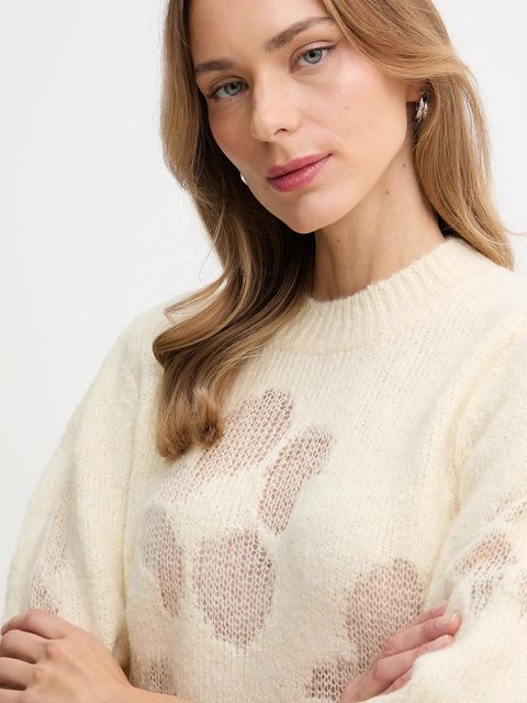 United Colors of Benetton sweter z dodatkiem wełny damski kolor beżowy lekki 18L4E10EV