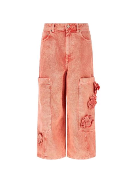 GANNI floral-appliqué cargo jeans - Orange - zdjęcie produktu nr 1