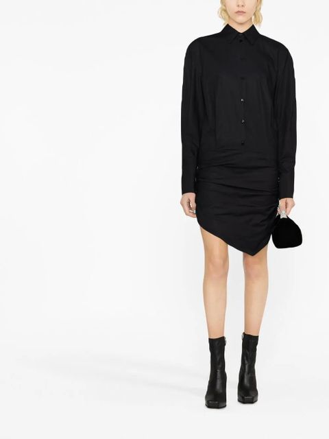 The Attico asymmetric-hem shirt dress - Black