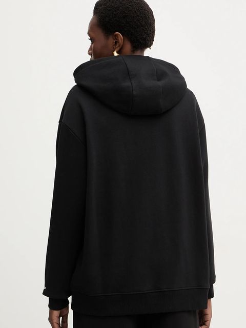 Karl Lagerfeld bluza bawełniana IKON damska kolor czarny z kapturem wzorzysta B1W20030