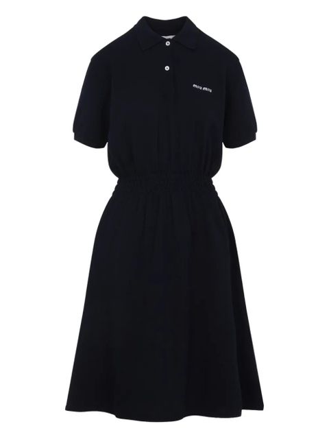 Miu Miu embroidered-logo dress - Blue