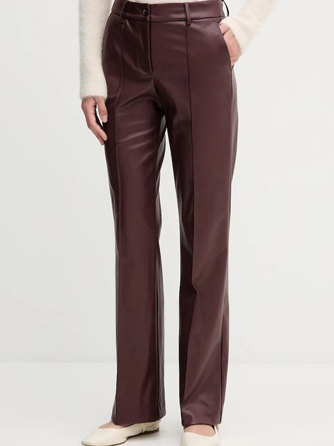 Sandro Ferrone spodnie damskie kolor bordowy dzwony high waist S15YBFDENISE - zdjęcie produktu nr 1