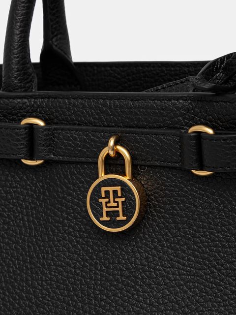 Tommy Hilfiger torebka skórzana kolor czarny AW0AW17926