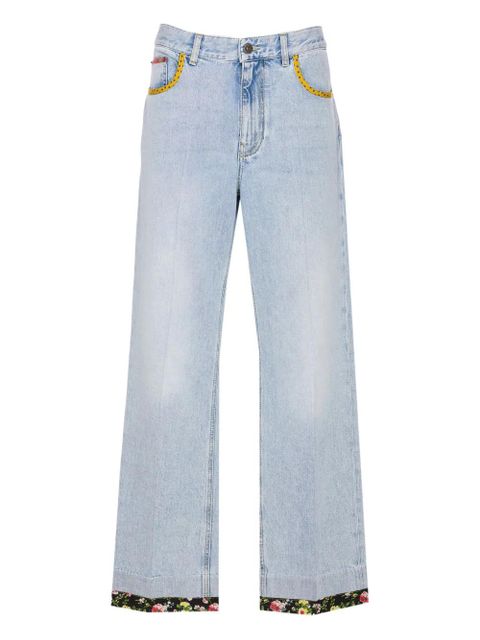 Valentino Garavani floral-hem embroidered jeans - Blue - zdjęcie produktu nr 1
