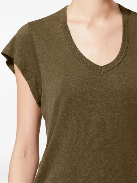 MARANT ÉTOILE Zankou V-neck short-sleeve T-shirt - Green