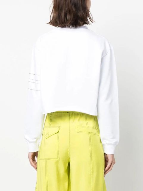GCDS studded-logo cropped sweatshirt - White