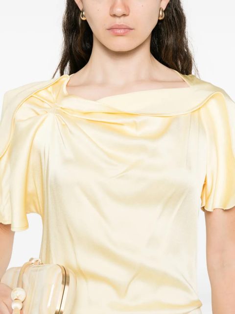 Victoria Beckham draped cowl-neck dress - Yellow