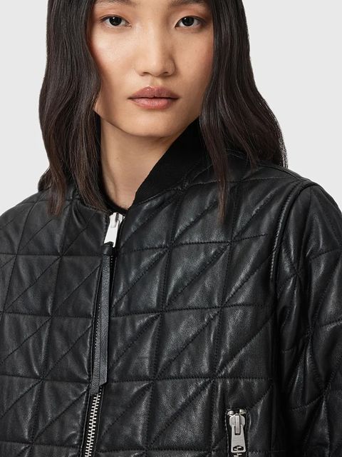AllSaints kurtka bomber skórzana CARLY kolor czarny przejściowa W013LD