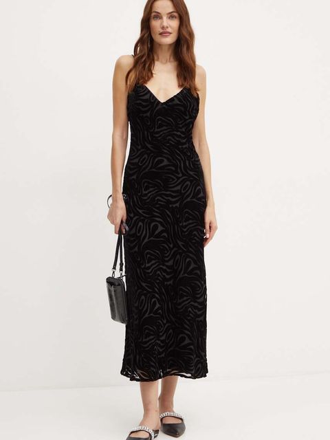 Bardot sukienka PARADISO kolor czarny maxi dopasowana 59415DB