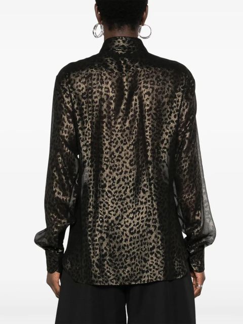 TOM FORD laminated leopard-print silk shirt - Black