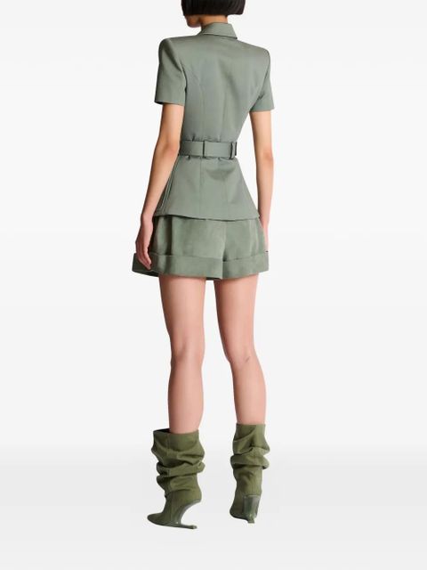 Balmain Anthem belted gabardine jacket - Green