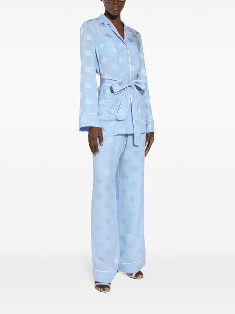 Dolce & Gabbana DNA monogram-jacquard tied-waist shirt - Blue