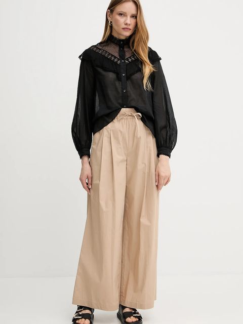 Weekend Max Mara koszula bawełniana damska kolor czarny regular ze stójką 2515111013600 - zdjęcie produktu nr 2