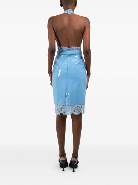 Rowen Rose lace belt midi skirt - Blue