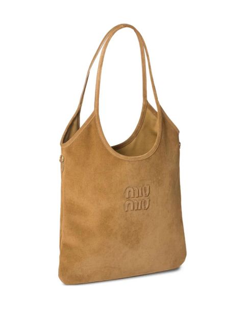 Miu Miu Ivy suede logo-detail shoulder bag - Brown
