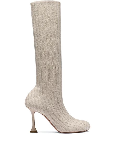 Amina Muaddi 90mm Veneda boots - Neutrals - zdjęcie produktu nr 1