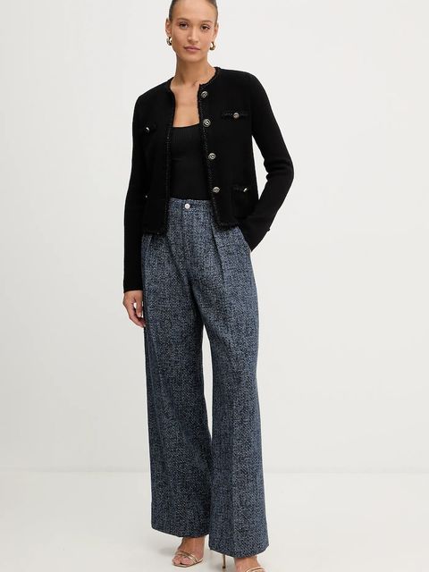 BOSS Orange spodnie damskie kolor granatowy szerokie high waist 50553824 - zdjęcie produktu nr 2