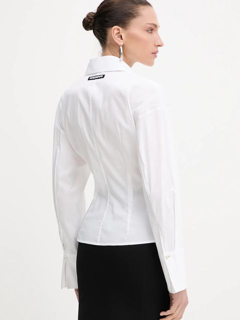 Patrizia Pepe koszula damska kolor biały slim z kołnierzykiem klasycznym 8C0789 A043