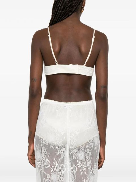 Aya Muse Eteri lace cropped top - Neutrals
