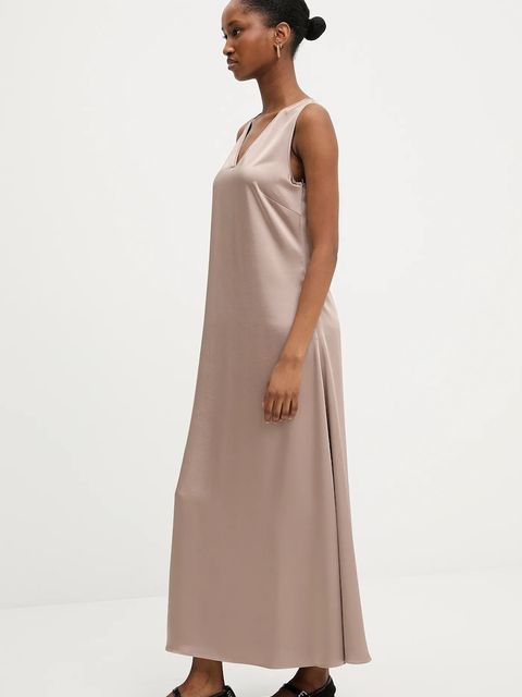 Weekend Max Mara sukienka OTTELIA kolor brązowy maxi prosta 2525226061600 - zdjęcie produktu nr 2