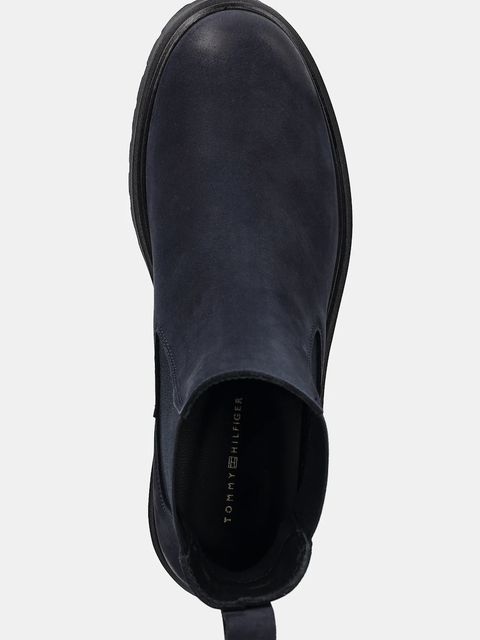 Tommy Hilfiger sztyblety nubukowe TH NUBUCK CLEATED CHELSEA damskie kolor granatowy na platformie FW0FW09041 - zdjęcie produktu nr 2
