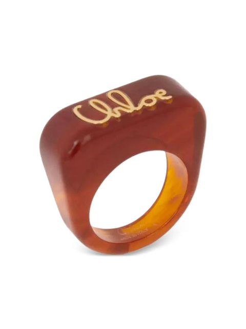 Chloé Plage logo resign ring - Brown - zdjęcie produktu nr 1