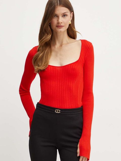 Patrizia Pepe sweter damski kolor czerwony lekki 8K0213 K9J5