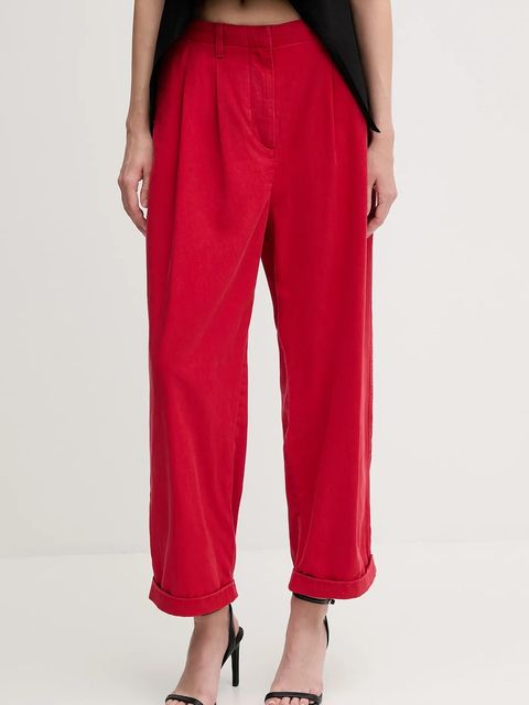 Tommy Hilfiger spodnie damskie kolor czerwony szerokie high waist WW0WW45589 - zdjęcie produktu nr 1