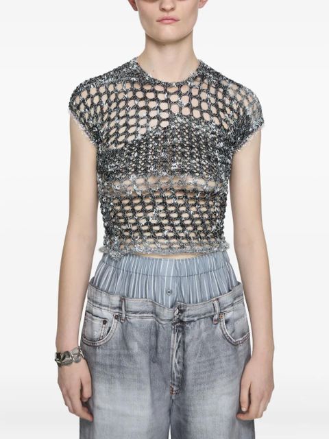 Acne Studios crochet-knit cropped T-shirt - Grey