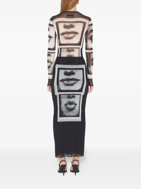 Jean Paul Gaultier printed maxi skirt - Black