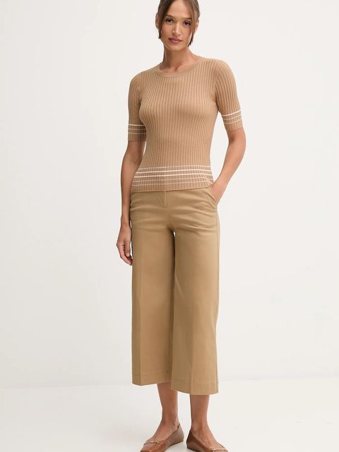 United Colors of Benetton spodnie damskie kolor zielony szerokie high waist 4SJCDF09W