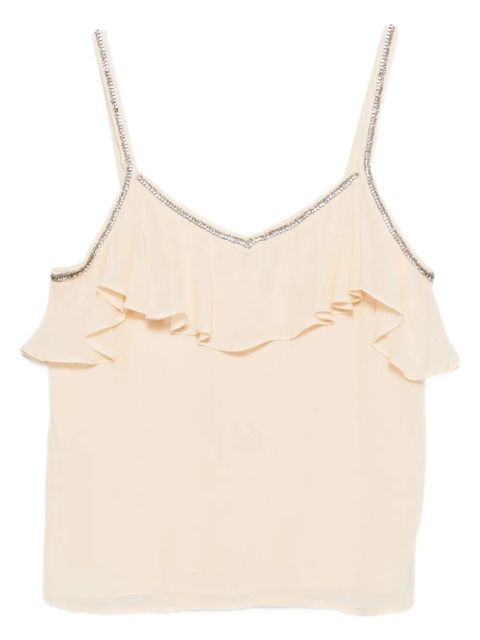 TWINSET ruffled rhinestone-embellished top - Neutrals - zdjęcie produktu nr 1