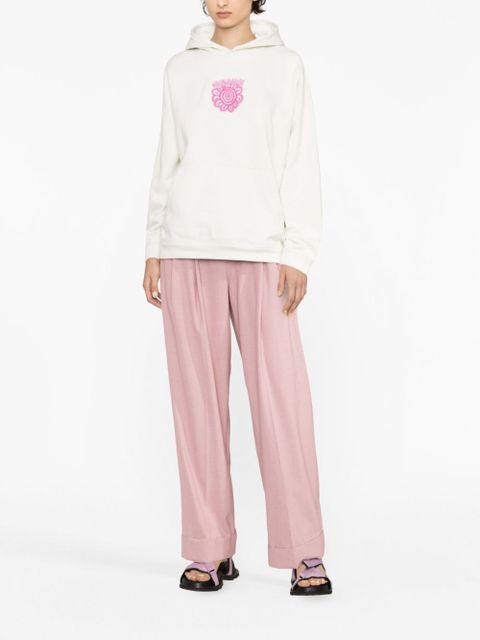 GANNI logo-appliqué organic cotton hoodie - White - zdjęcie produktu nr 2