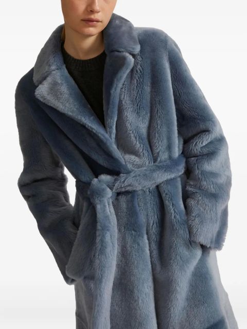 Yves Salomon belted shearling coat - Blue