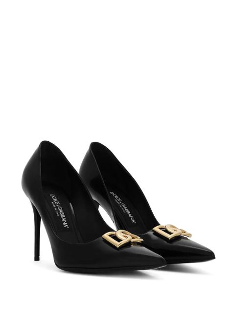 Dolce & Gabbana logo-lettering leather pumps - Black - zdjęcie produktu nr 2