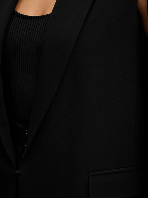 Twinset marynarka kolor czarny jednorzędowa gładka 252TT2400