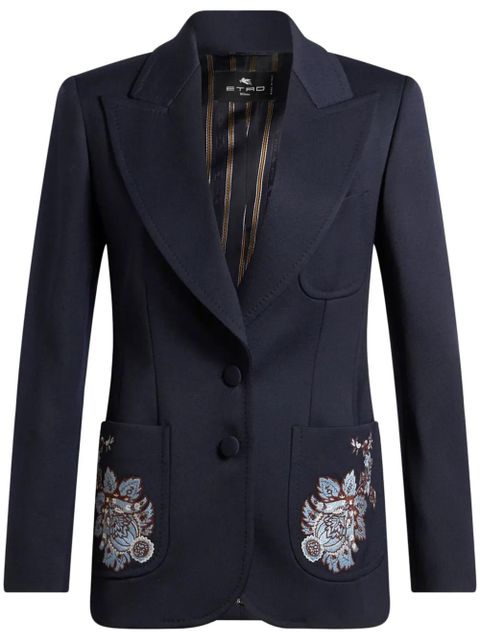ETRO floral-embroidered wool blazer - Blue - zdjęcie produktu nr 1