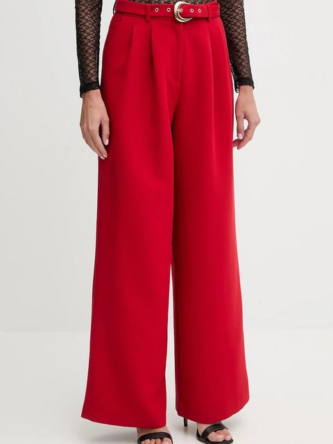 Morgan spodnie damskie kolor czerwony szerokie high waist PRED.F - zdjęcie produktu nr 1