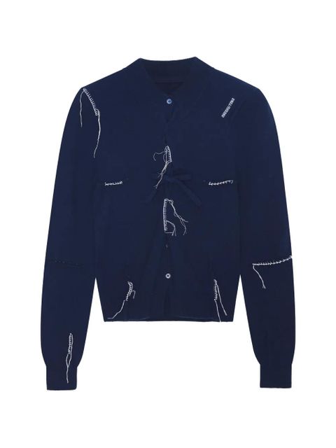 SHUSHU/TONG fringed-detail cardigan - Blue - zdjęcie produktu nr 1