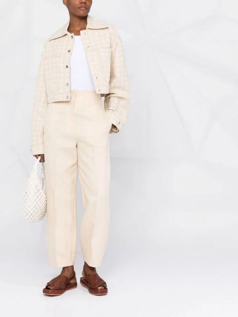 Nanushka logo pattern boxy denim jacket - Neutrals - zdjęcie produktu nr 2