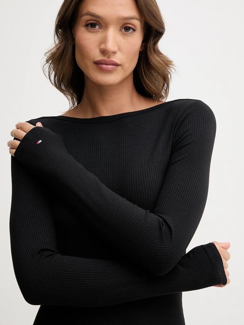 Tommy Hilfiger sukienka kolor czarny midi rozkloszowana WW0WW47066