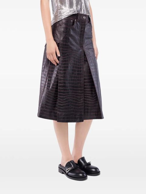 Rabanne crocodile-effect leather skirt - Brown