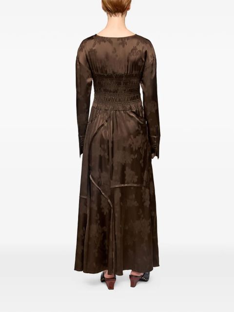 GANNI floral-jacquard maxi dress - Brown