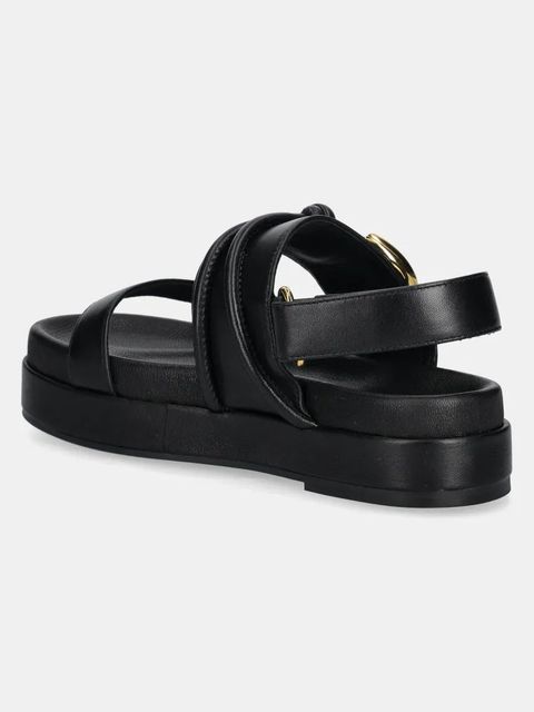 Coccinelle sandały skórzane damskie kolor czarny na platformie E4 SGH 18 01 01 001