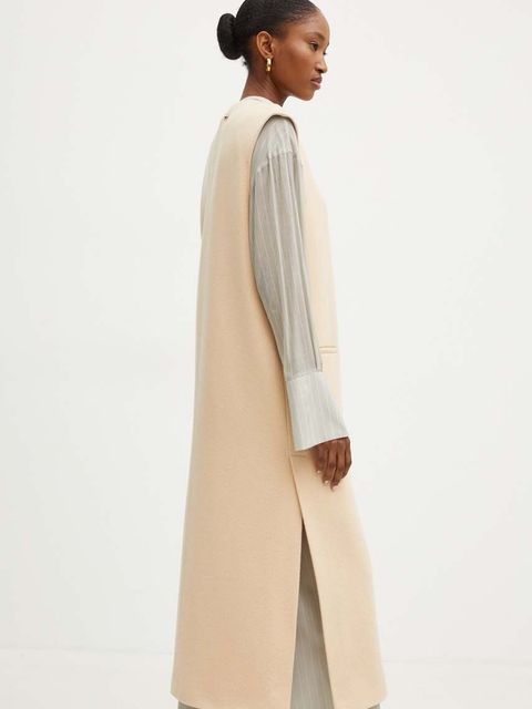 Patrizia Pepe bezrękawnik wełniany kolor beżowy przejściowy 8O0144 A361